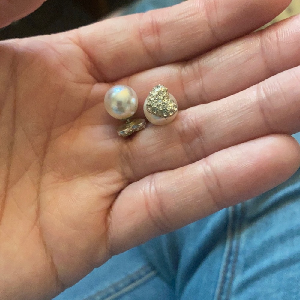 Crystal heart with pearl backing earrings